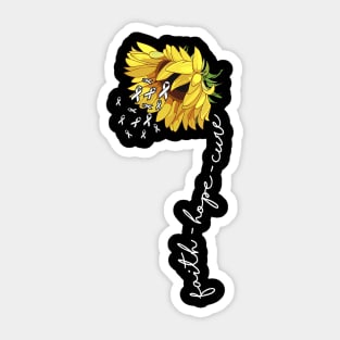 Faith Hope Cure Lung Cancer Awareness Sunflower White Ribbon Sticker